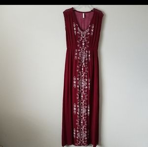 Xhilaration Burgundy Boho Print Maxi Dress Medium